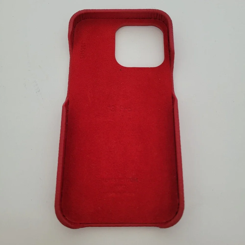 Louis Vuitton iPhone 13 Pro Case Red Leather Monogram Card Slot Bumper Case